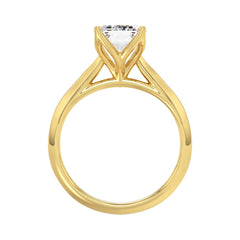 LADIES SOLITAIRE RING 4CT EMERALD DIAMOND 14K YELLOW GOLD