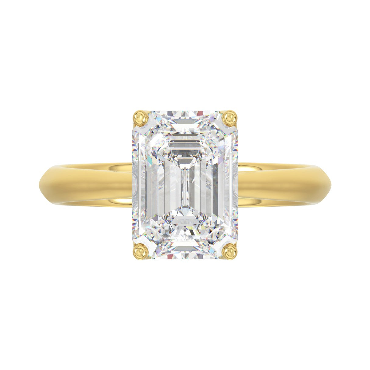 LADIES SOLITAIRE RING 4CT EMERALD DIAMOND 14K YELLOW GOLD