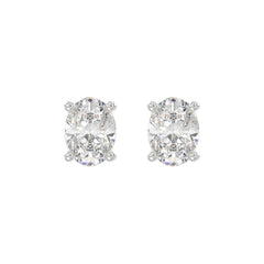LADIES SOLITAIRE EARRINGS 4.00CT OVAL DIAMOND 14K WHITE GOLD (CENTER STONE OVAL DIAMOND 2.00CT)