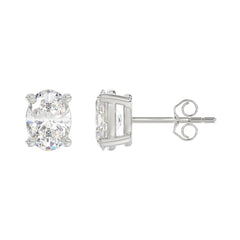 LADIES SOLITAIRE EARRINGS 4.00CT OVAL DIAMOND 14K WHITE GOLD (CENTER STONE OVAL DIAMOND 2.00CT)