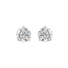 LADIES SOLITAIRE EARRINGS 4CT ROUND DIAMOND 14K WHITE GOLD (CENTER STONE ROUND DIAMOND 2CT )