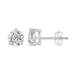 LADIES SOLITAIRE EARRINGS 4CT ROUND DIAMOND 14K WHITE GOLD (CENTER STONE ROUND DIAMOND 2CT )