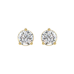 LADIES SOLITAIRE EARRINGS 4CT ROUND DIAMOND 14K YELLOW GOLD (CENTER STONE ROUND DIAMOND 2CT )
