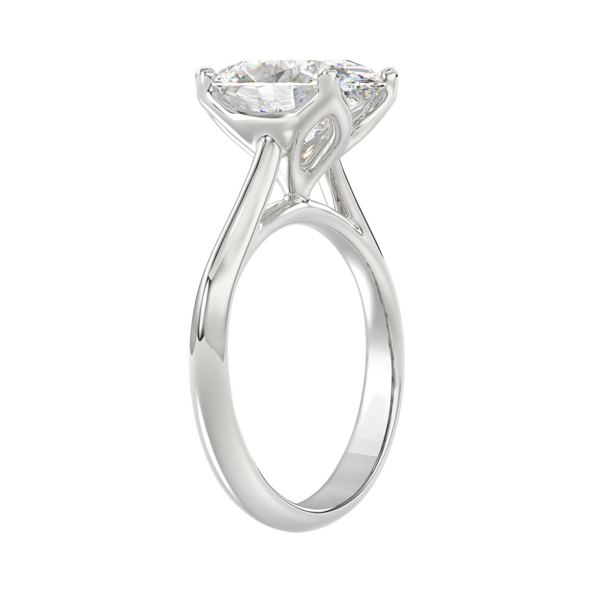 LADIES SOLITAIRE RING 4CT OVAL DIAMOND 14K WHITE GOLD