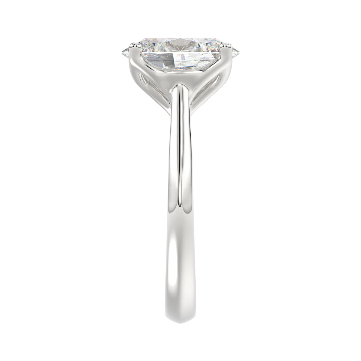 LADIES SOLITAIRE RING 4CT OVAL DIAMOND 14K WHITE GOLD