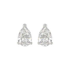 LADIES SOLITAIRE EARRINGS 4.00CT PEAR DIAMOND 14K WHITE GOLD 
