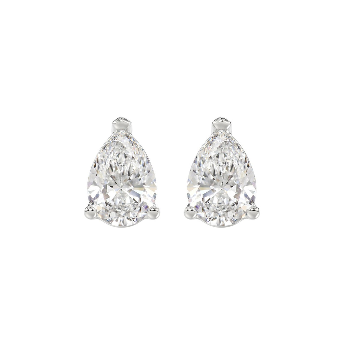 LADIES SOLITAIRE EARRINGS 4.00CT PEAR DIAMOND 14K WHITE GOLD 