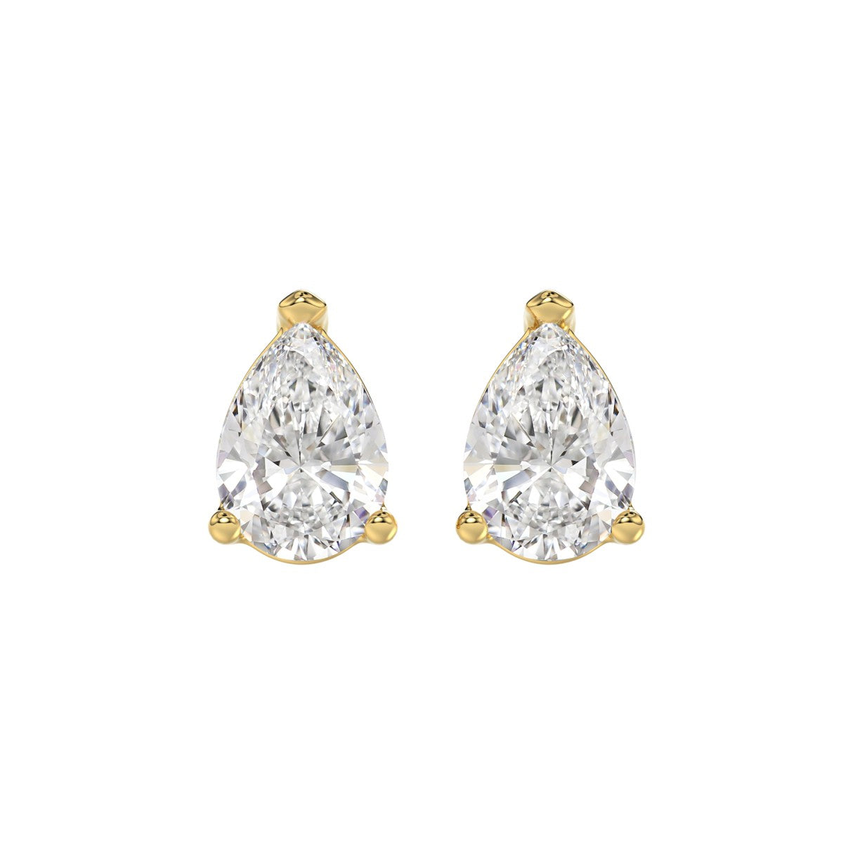 LADIES SOLITAIRE EARRINGS 4.00CT PEAR DIAMOND 14K YELLOW GOLD 