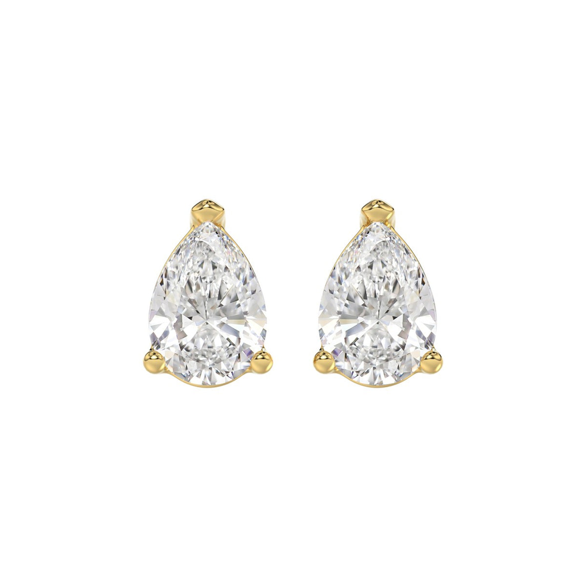 LADIES SOLITAIRE EARRINGS 4.00CT PEAR DIAMOND 14K YELLOW GOLD