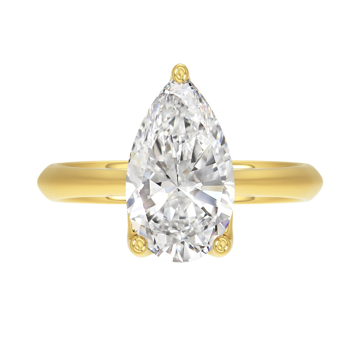 LADIES SOLITAIRE RING 4CT PEAR DIAMOND 14K YELLOW GOLD