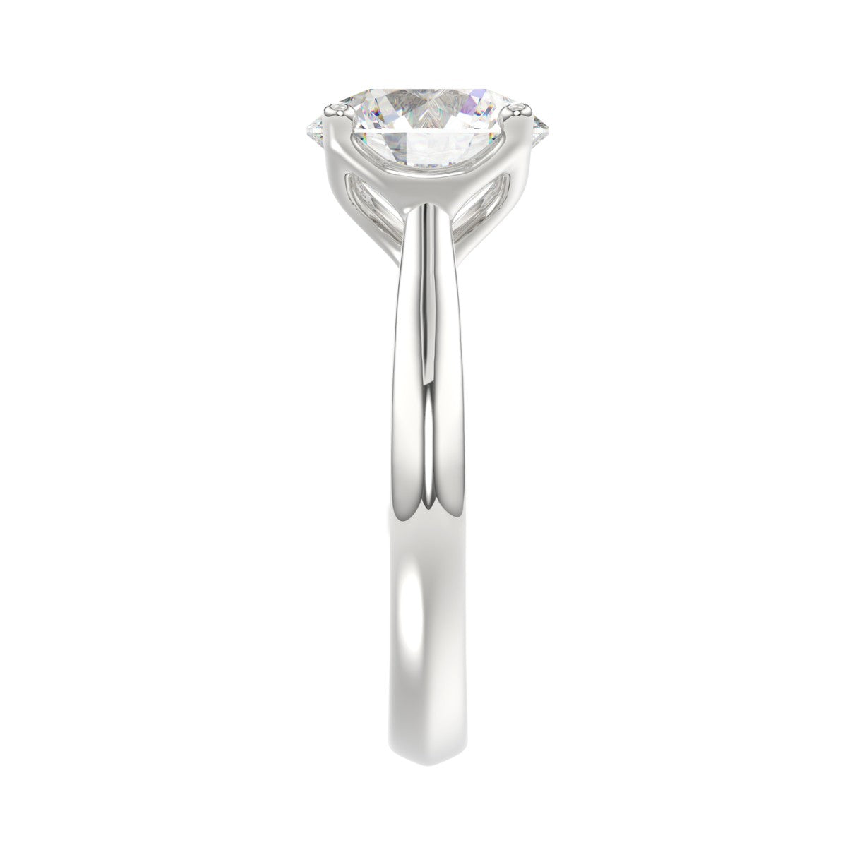 LADIES SOLITAIRE RING 4CT ROUND DIAMOND 14K WHITE GOLD