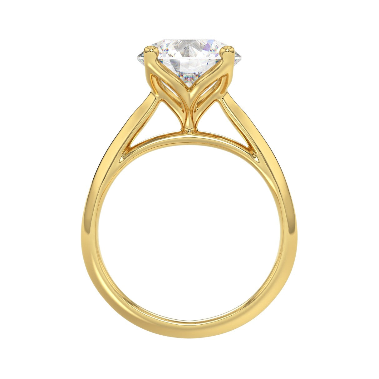 LADIES SOLITAIRE RING 4CT ROUND DIAMOND 14K YELLOW GOLD