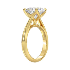 LADIES SOLITAIRE RING 4CT ROUND DIAMOND 14K YELLOW GOLD