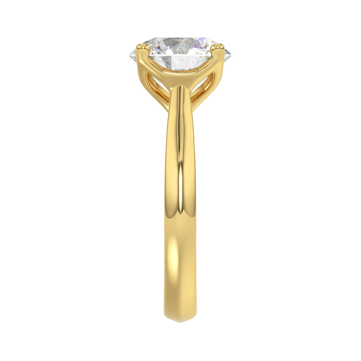 LADIES SOLITAIRE RING 4CT ROUND DIAMOND 14K YELLOW GOLD