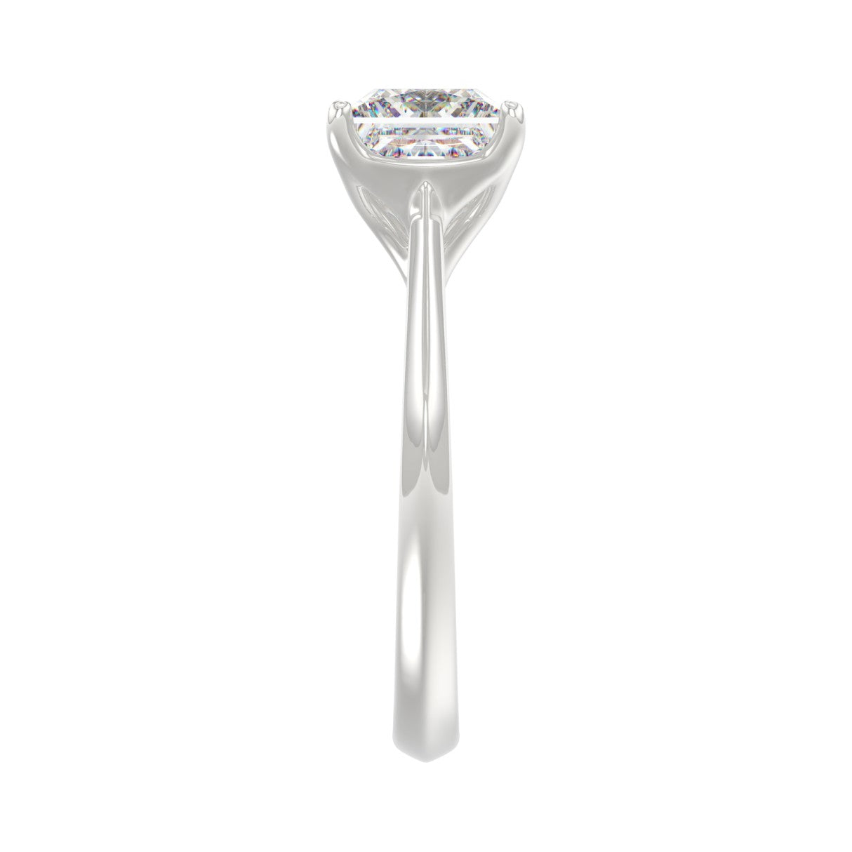 LADIES SOLITAIRE RING 4CT PRINCESS DIAMOND 14K WHITE GOLD