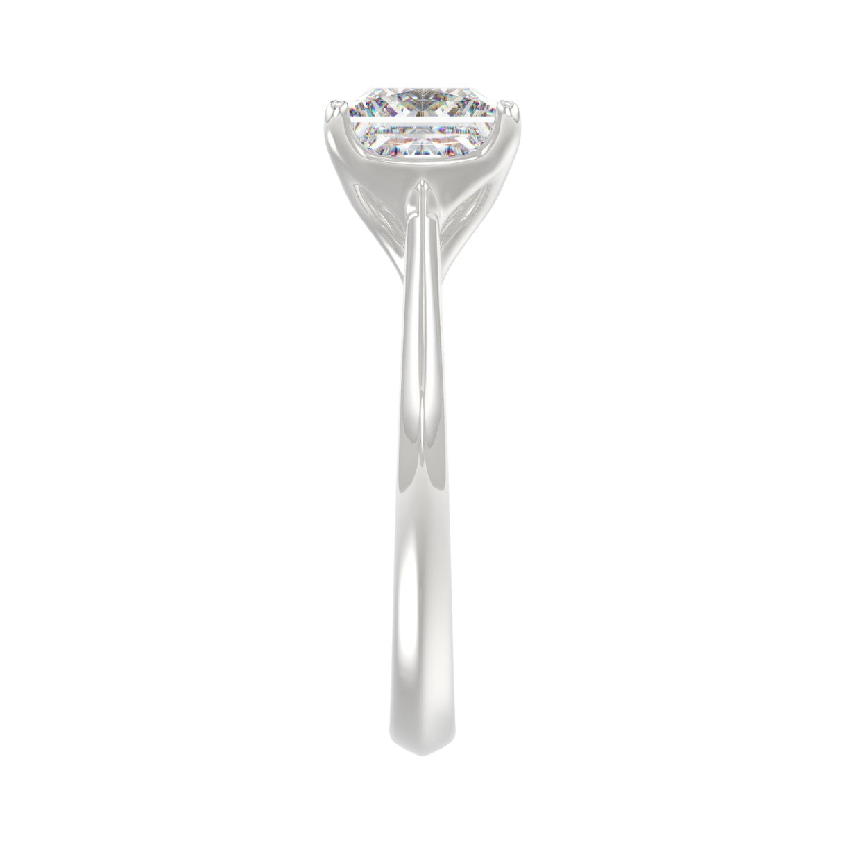 LADIES SOLITAIRE RING 4CT PRINCESS DIAMOND 14K WHITE GOLD 