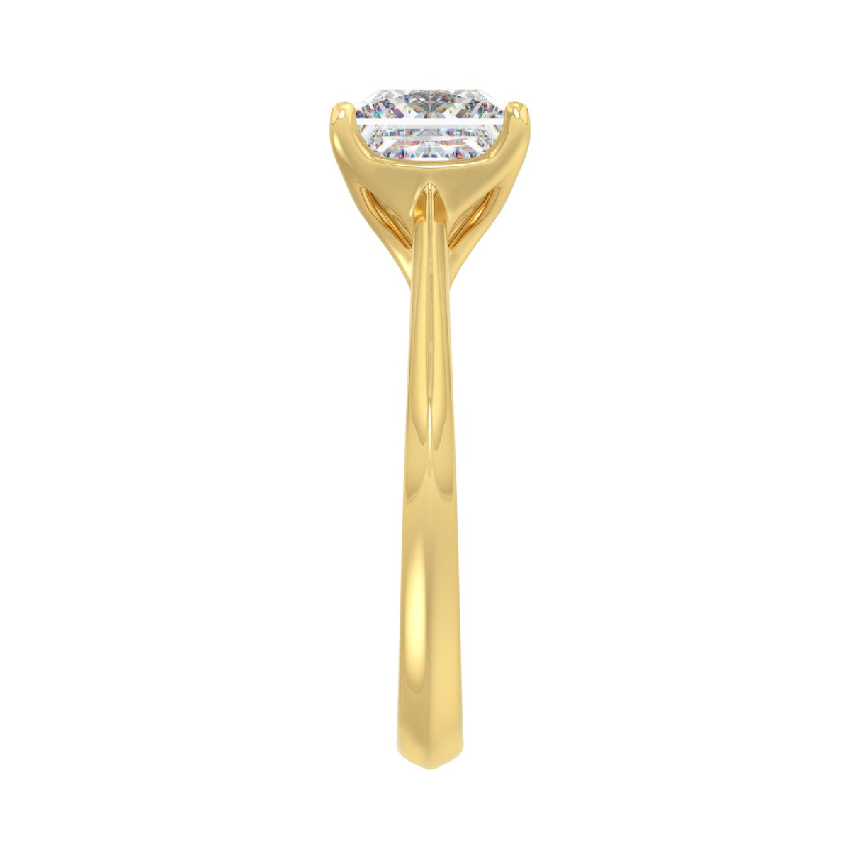 LADIES SOLITAIRE RING 4CT PRINCESS DIAMOND 14K YELLOW GOLD