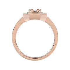 LADIES RING 3/4CT ROUND/BAGUETTE/PRINCESS TRAPEZOID RUBY DIAMOND 14K ROSE GOLD