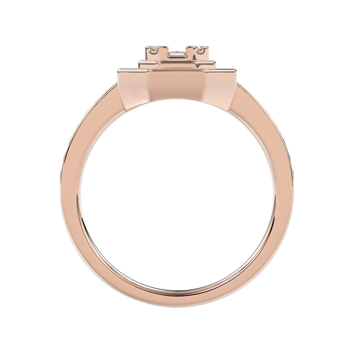 LADIES RING 3/4CT ROUND/BAGUETTE/PRINCESS TRAPEZOID RUBY DIAMOND 14K ROSE GOLD