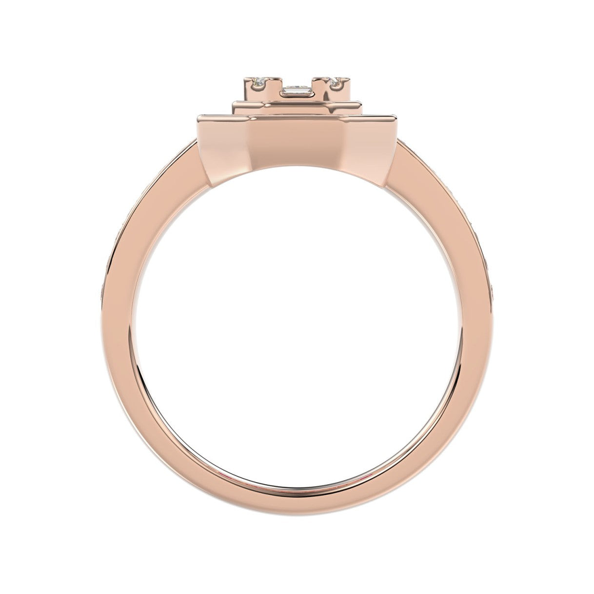LADIES RING 3/4CT ROUND/BAGUETTE/PRINCESS TRAPEZOID RUBY DIAMOND 14K ROSE GOLD