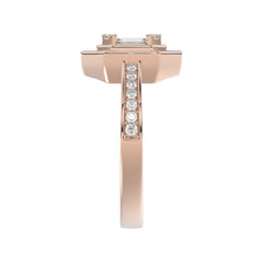LADIES RING 3/4CT ROUND/BAGUETTE/PRINCESS TRAPEZOID RUBY DIAMOND 14K ROSE GOLD