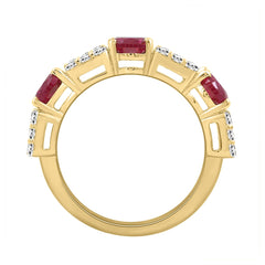LADIES BAND 1CT ROUND/BAGUETTE/OVAL DIAMOND 14K YELLOW GOLD (RUBY OVAL DIAMOND 2CT )