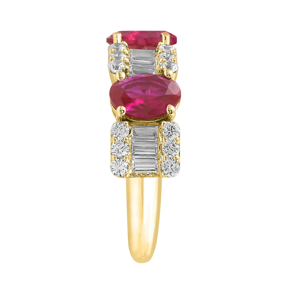 LADIES BAND 1CT ROUND/BAGUETTE/OVAL DIAMOND 14K YELLOW GOLD (CENTER STONE OVAL DIAMOND 2CT )