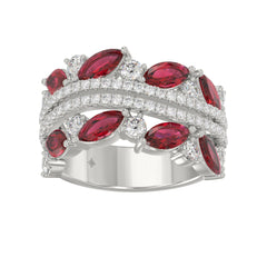14K WHITE GOLD 2.00CT ROUND/MARQUISE DIAMOND LADIES RING (RUBY DIAMOND 1 1/2CT)