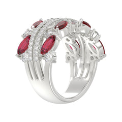 14K WHITE GOLD 2.00CT ROUND/MARQUISE DIAMOND LADIES RING (RUBY DIAMOND 1 1/2CT)