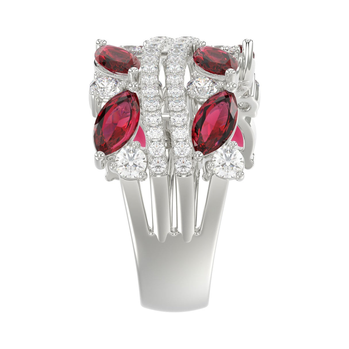 14K WHITE GOLD 2.00CT ROUND/MARQUISE DIAMOND LADIES RING (RUBY DIAMOND 1 1/2CT)