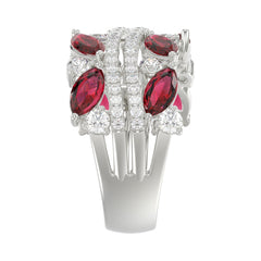 14K WHITE GOLD 2.00CT ROUND/MARQUISE DIAMOND LADIES RING (RUBY DIAMOND 1 1/2CT)
