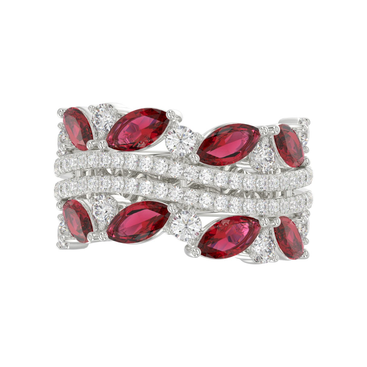 14K WHITE GOLD 2.00CT ROUND/MARQUISE DIAMOND LADIES RING (RUBY DIAMOND 1 1/2CT)