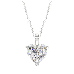 LADIES SOLITAIRE PENDANT 4.00CT HEART DIAMOND 14K WHITE GOLD 