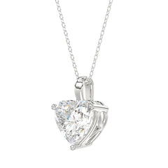 LADIES SOLITAIRE PENDANT 4.00CT HEART DIAMOND 14K WHITE GOLD 