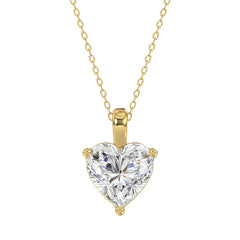 LADIES SOLITAIRE PENDANT 4.00CT HEART DIAMOND 14K YELLOW GOLD 