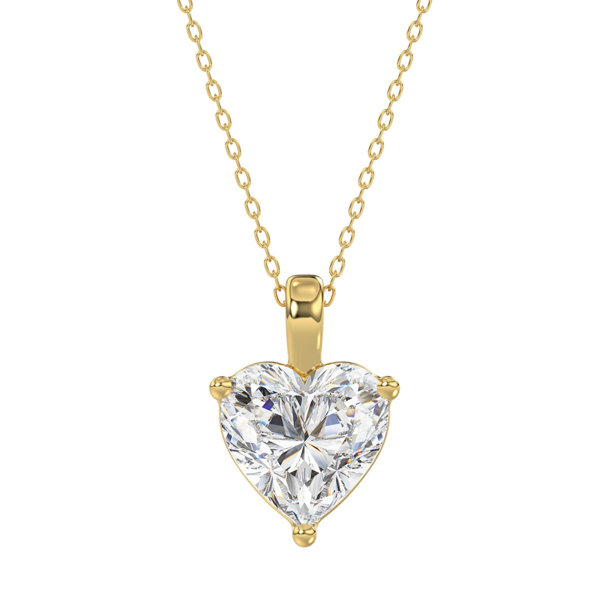 LADIES SOLITAIRE PENDANT 4.00CT HEART DIAMOND 14K YELLOW GOLD 