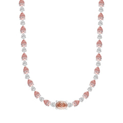LADIES NECKLACE 15CT ROUND/PEAR/OVAL DIAMOND 14K WHITE/ROSE GOLD 