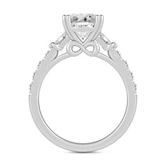 LADIES RING 2 1/2CT ROUND/BAGUETTE DIAMOND 14K WHITE GOLD (CENTER STONE ROUND DIAMOND 2CT )