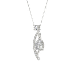 14K WHITE GOLD 1.00CT ROUND/PEAR DIAMOND LADIES PENDANT