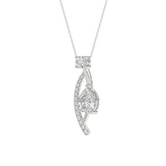 14K WHITE GOLD 1.00CT ROUND/PEAR DIAMOND LADIES PENDANT