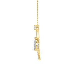 14K YELLOW GOLD 1.00CT ROUND/PEAR DIAMOND LADIES PENDANT