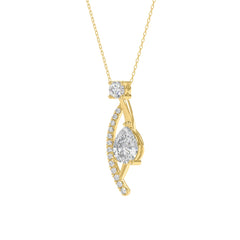 14K YELLOW GOLD 1.00CT ROUND/PEAR DIAMOND LADIES PENDANT