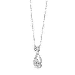 LADIES NECKLACE 1CT ROUND/PEAR DIAMOND 14K WHITE GOLD (CENTER STONE PEAR DIAMOND 3/4CT )