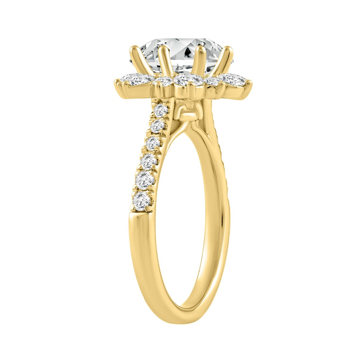 14K YELLOW GOLD 3.00CT ROUND DIAMOND LADIES RING (CENTER STONE ROUND DIAMOND 2CT)