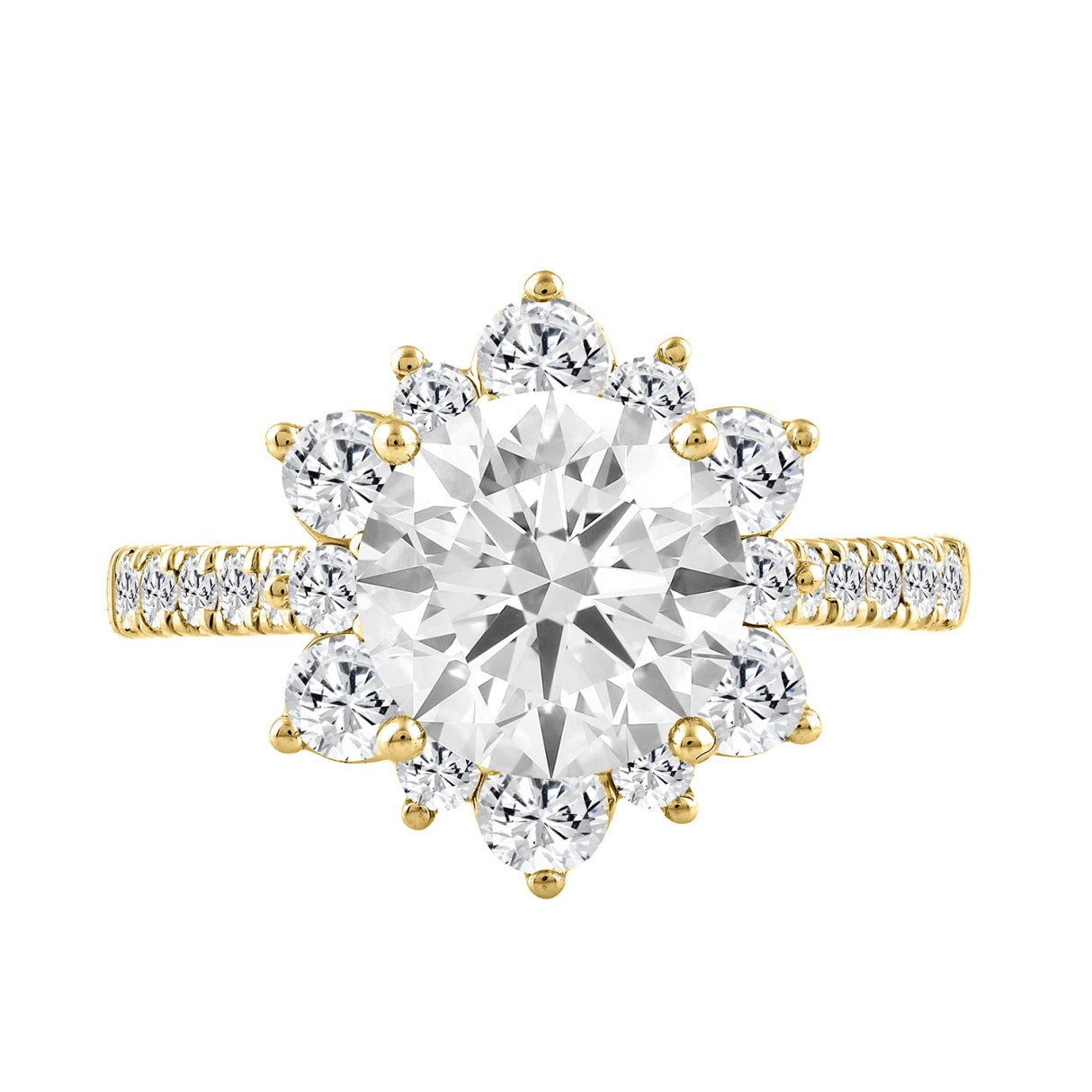 14K YELLOW GOLD 3.00CT ROUND DIAMOND LADIES RING (CENTER STONE ROUND DIAMOND 2CT)