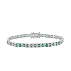 LADIES BRACELET 3CT ROUND/ROUND GREEN EMERALD DIAMOND 14K WHITE GOLD (ROUND GREEN EMERALD DIAMOND 2 3/4CT )