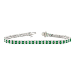 LADIES BRACELET 3CT ROUND/ROUND GREEN EMERALD DIAMOND 14K WHITE GOLD (ROUND GREEN EMERALD DIAMOND 2 3/4CT )