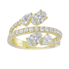 LADIES RING 2.00CT ROUND/OVAL/PEAR DIAMOND 14K YELLOW GOLD 