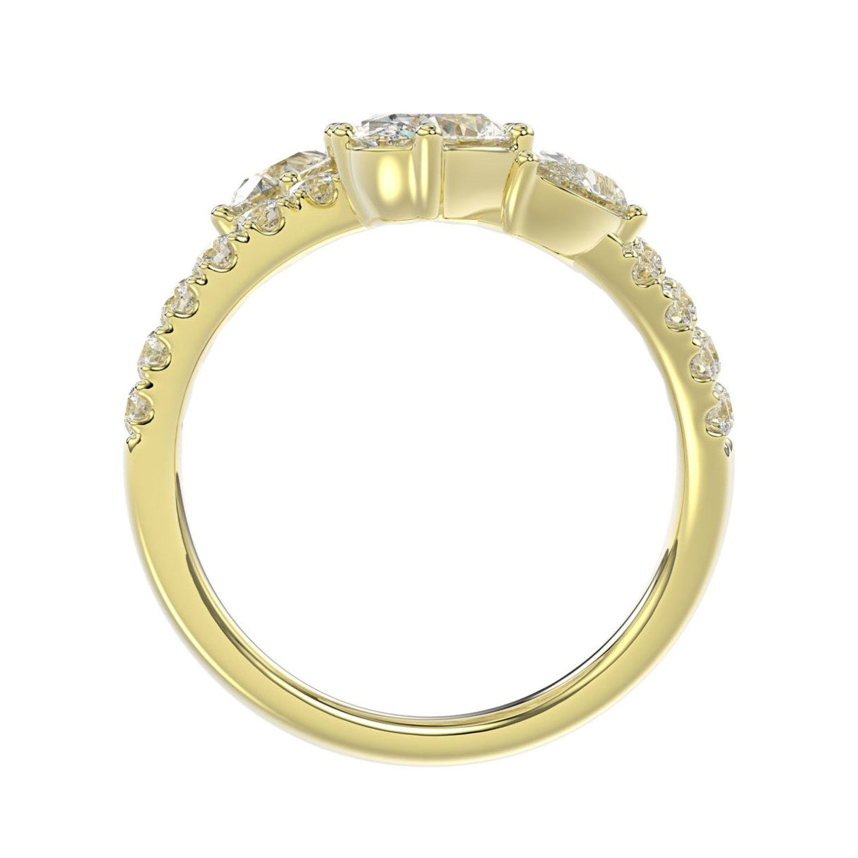 LADIES RING 2.00CT ROUND/OVAL/PEAR DIAMOND 14K YELLOW GOLD