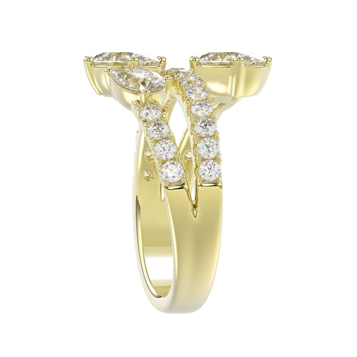 LADIES RING 2.00CT ROUND/OVAL/PEAR DIAMOND 14K YELLOW GOLD